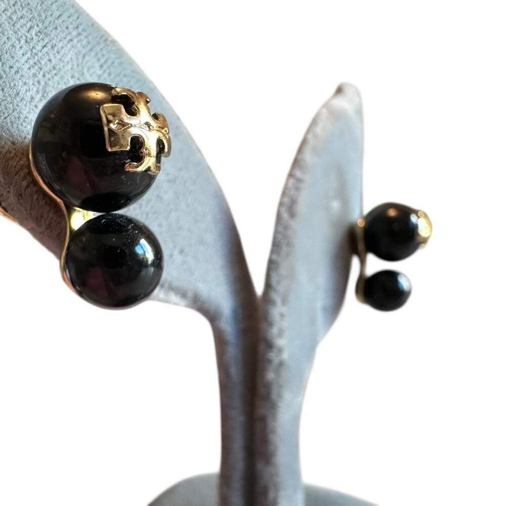 Tory Burch - Double Stud Earrings, NWT, black gold